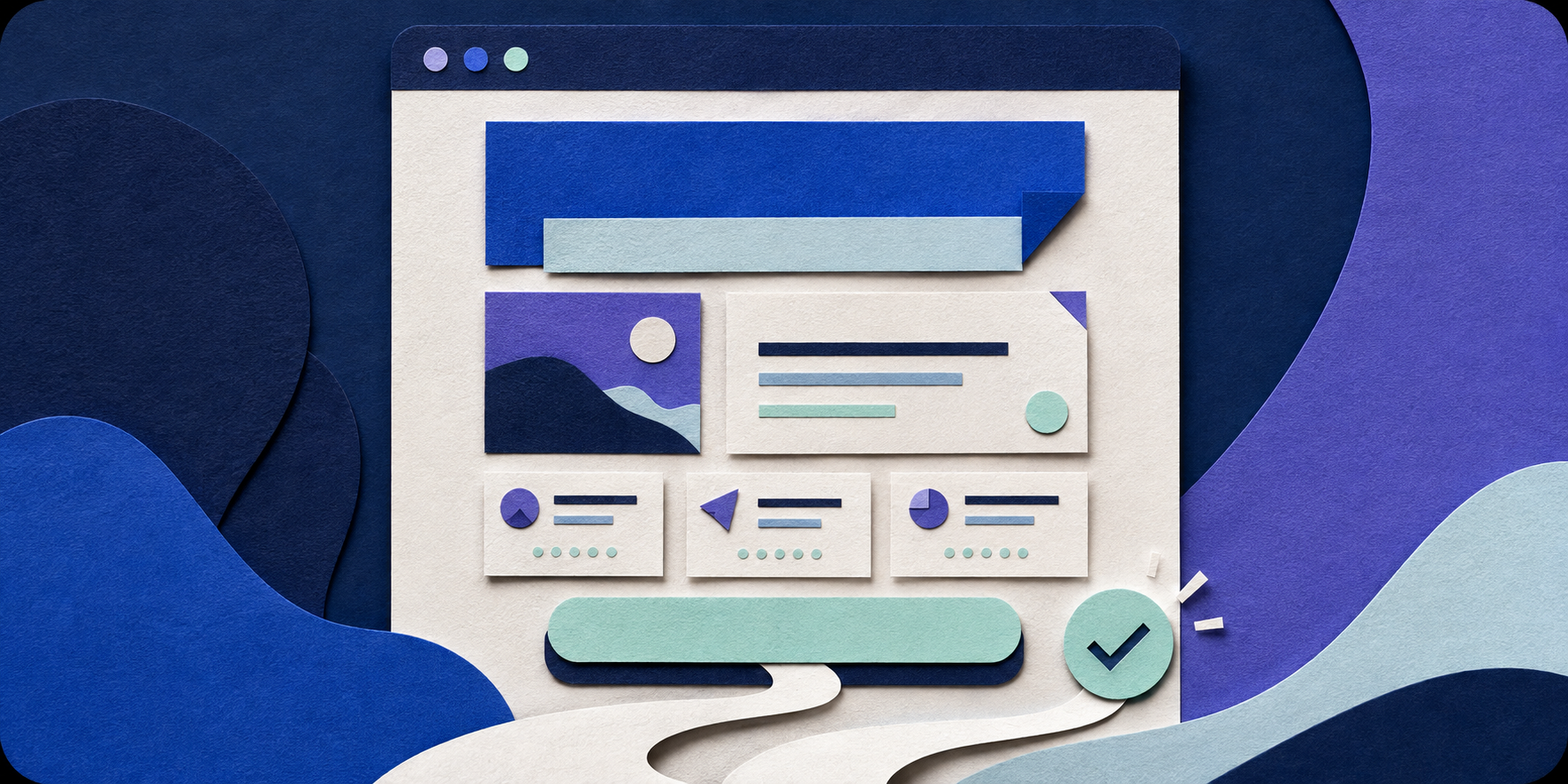 Fluxo de conversão de uma landing page representado em papel